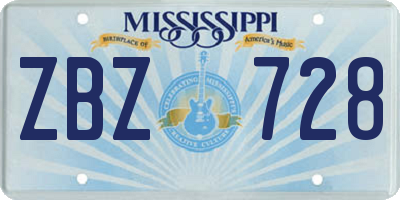 MS license plate ZBZ728