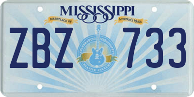 MS license plate ZBZ733
