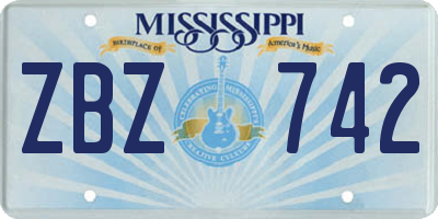 MS license plate ZBZ742