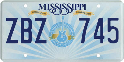 MS license plate ZBZ745