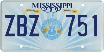 MS license plate ZBZ751