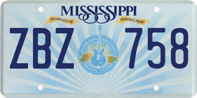 MS license plate ZBZ758