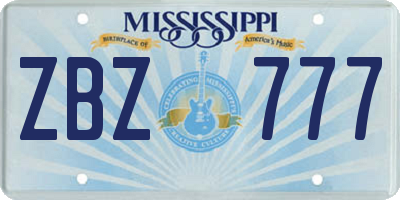 MS license plate ZBZ777