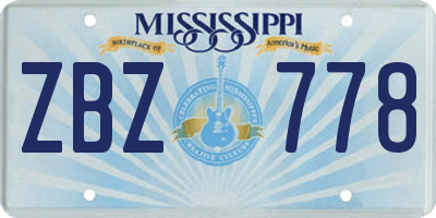MS license plate ZBZ778