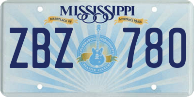 MS license plate ZBZ780