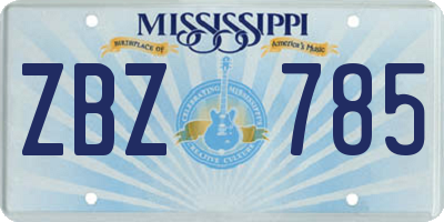 MS license plate ZBZ785