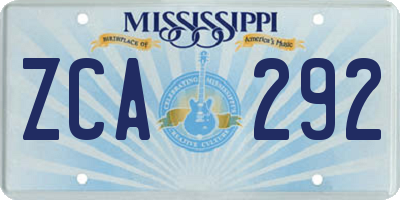 MS license plate ZCA292