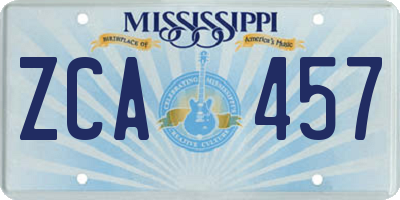 MS license plate ZCA457
