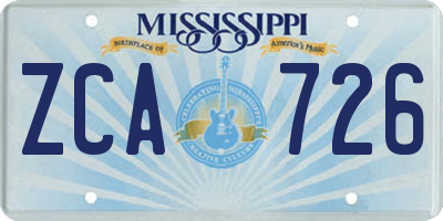 MS license plate ZCA726