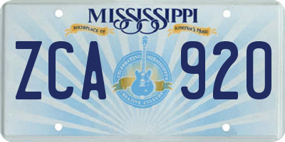MS license plate ZCA920