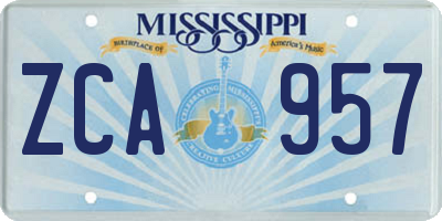 MS license plate ZCA957