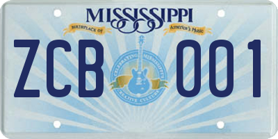 MS license plate ZCB001
