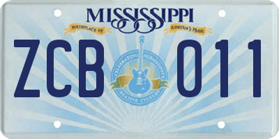 MS license plate ZCB011