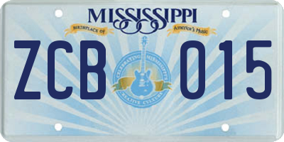 MS license plate ZCB015