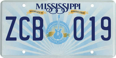 MS license plate ZCB019