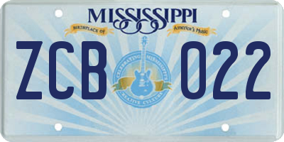MS license plate ZCB022