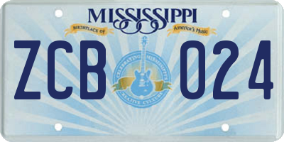 MS license plate ZCB024