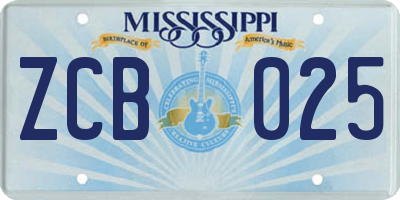 MS license plate ZCB025
