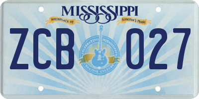 MS license plate ZCB027