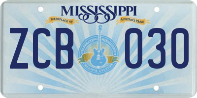 MS license plate ZCB030