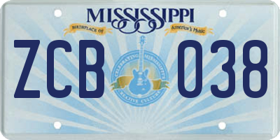MS license plate ZCB038