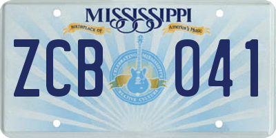 MS license plate ZCB041