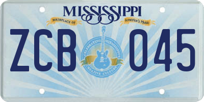 MS license plate ZCB045