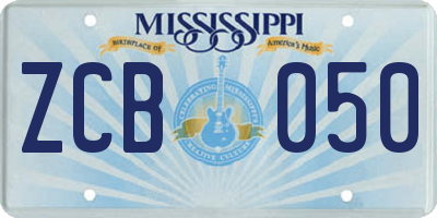 MS license plate ZCB050