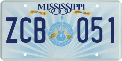 MS license plate ZCB051