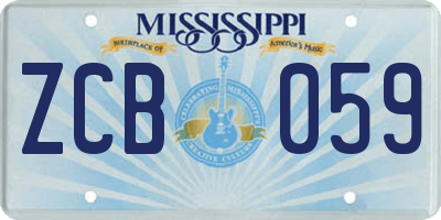 MS license plate ZCB059