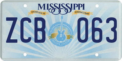 MS license plate ZCB063