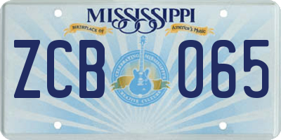MS license plate ZCB065