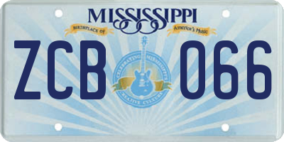 MS license plate ZCB066