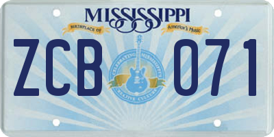 MS license plate ZCB071