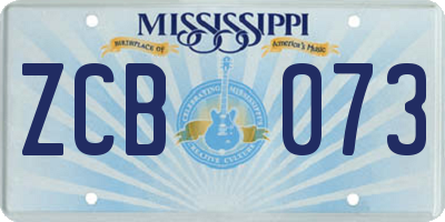 MS license plate ZCB073
