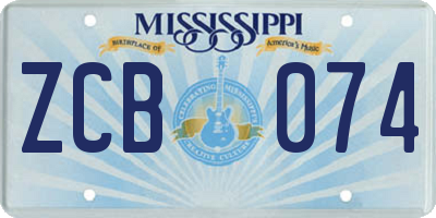 MS license plate ZCB074