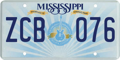 MS license plate ZCB076
