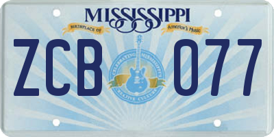 MS license plate ZCB077
