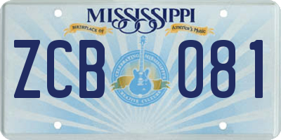 MS license plate ZCB081