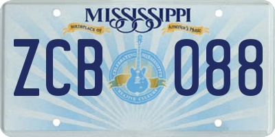 MS license plate ZCB088