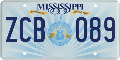 MS license plate ZCB089