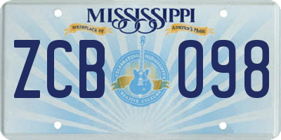 MS license plate ZCB098