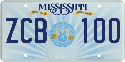 MS license plate ZCB100
