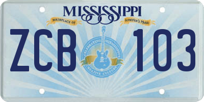 MS license plate ZCB103