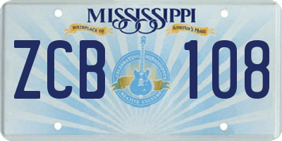 MS license plate ZCB108