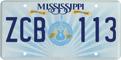 MS license plate ZCB113