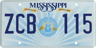 MS license plate ZCB115