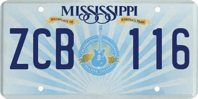 MS license plate ZCB116