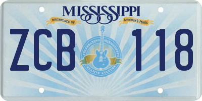 MS license plate ZCB118