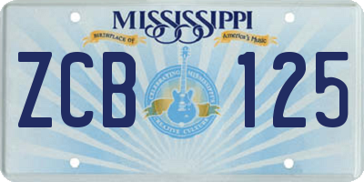 MS license plate ZCB125